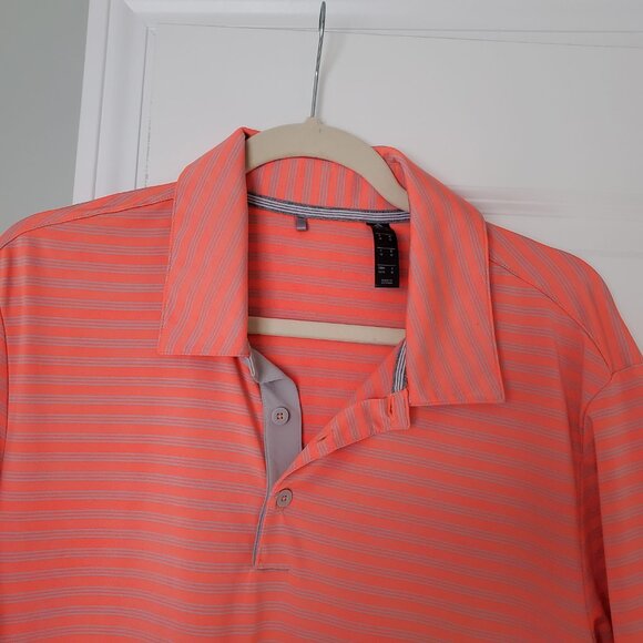 Adidas Ultimate 2.0 2-color stripe polo in Hi-Res Coral, Gray - Picture 2 of 6